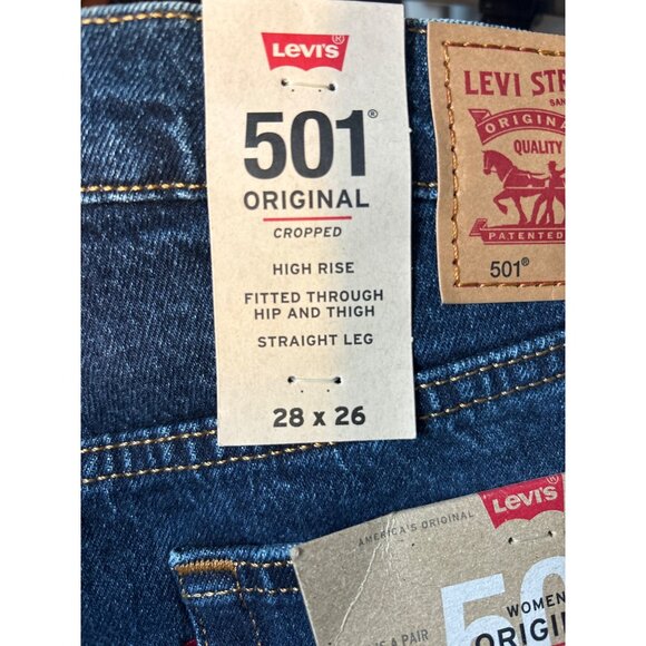 NWT LEVI'S 501 Original Cropped Jeans 28 Button Fly Straight Leg Dark Wash Crop - Picture 6 of 10